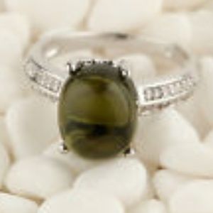 Natural Green Tourmaline SZ 8 Ladies Ring